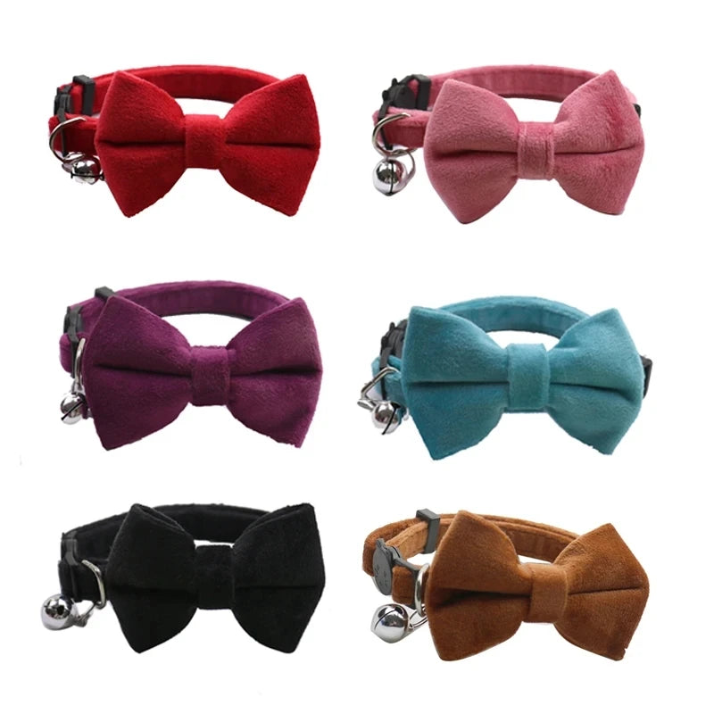 Velvet Bowknot Cat Collar