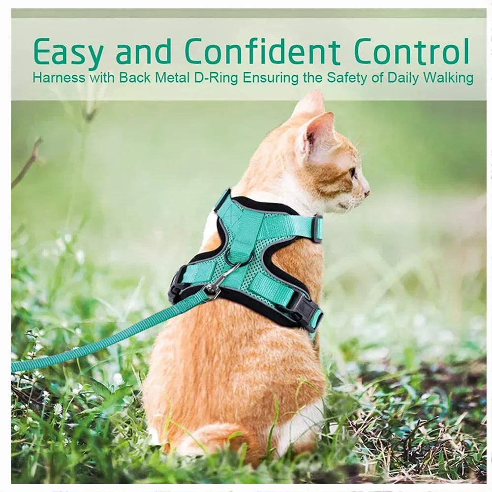 Cat Harness and Leash for Walking Breathable Reflective Strips Jacket