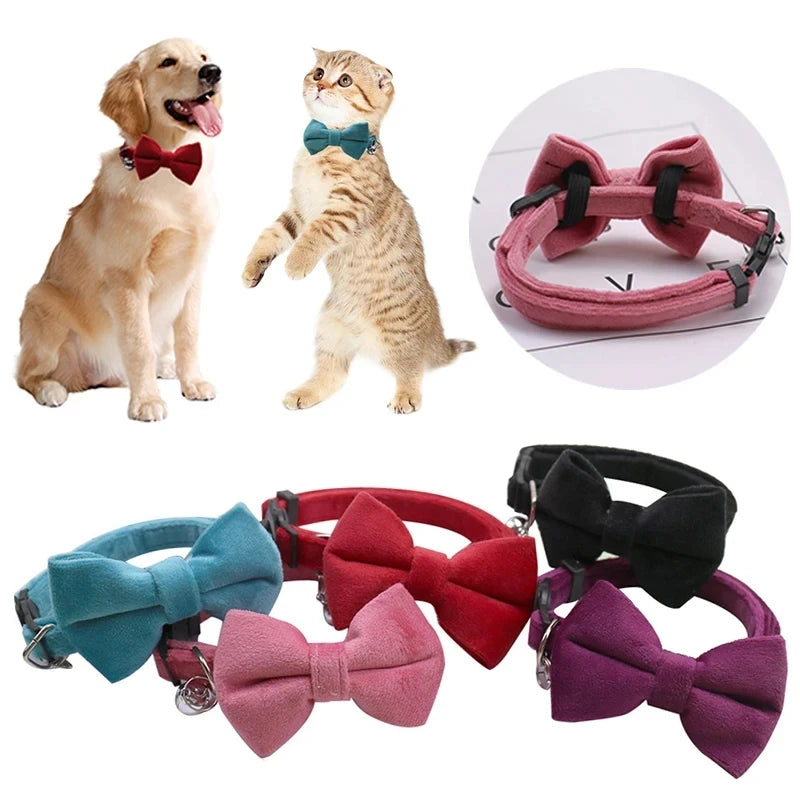 Velvet Bowknot Cat Collar