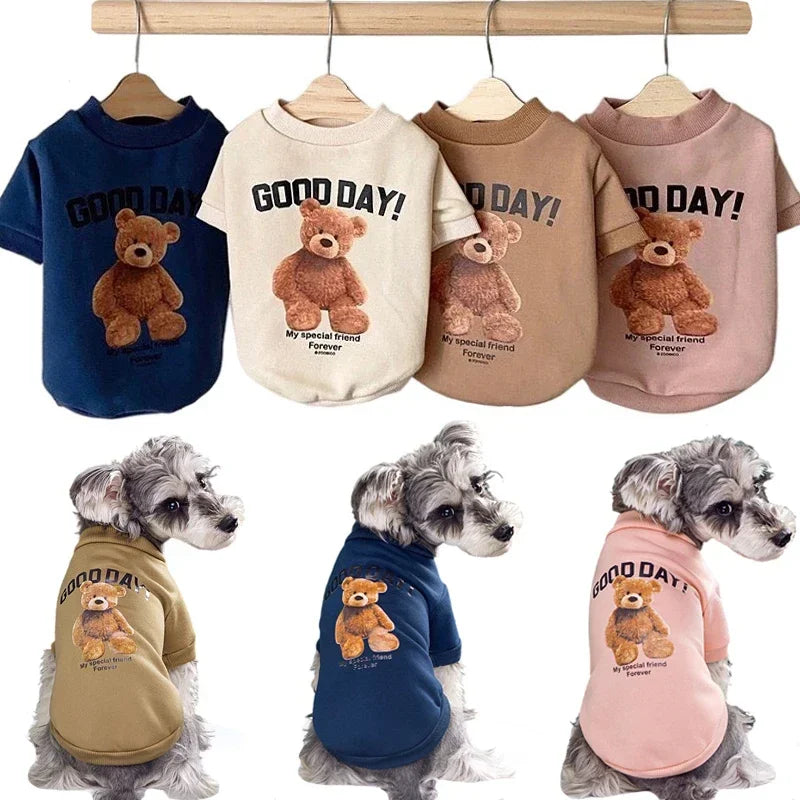 Dogs Cute Clothes Puppy Warm Pullover Sweatshirt Bear Pattern