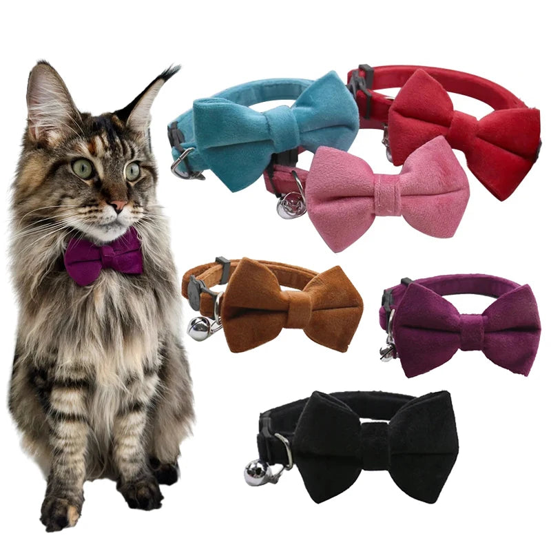 Velvet Bowknot Cat Collar