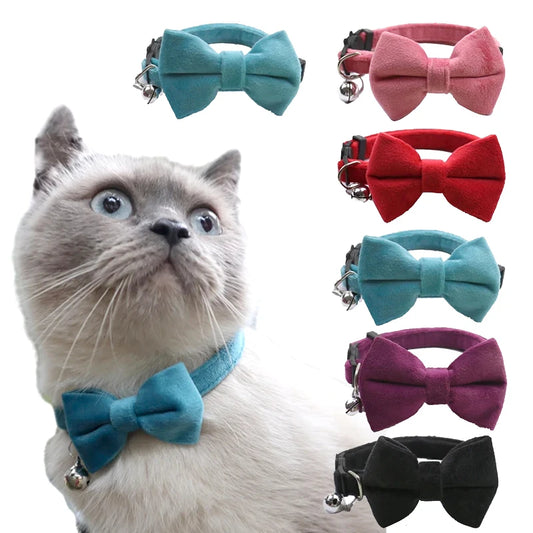 Velvet Bowknot Cat Collar