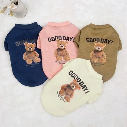 Dogs Cute Clothes Puppy Warm Pullover Sweatshirt Bear Pattern