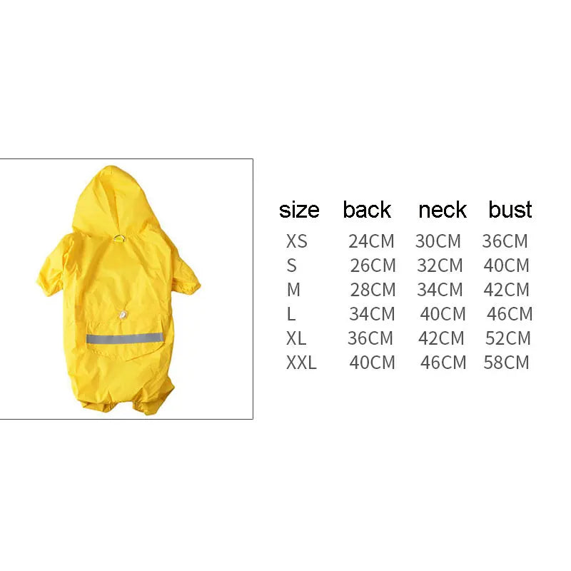 Pet Dog Raincoat Reflective Hooded Waterproof