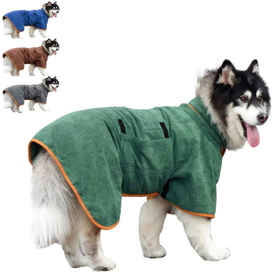 Dog Bathrobe Towel Drying Coat Microfiber Absorbent